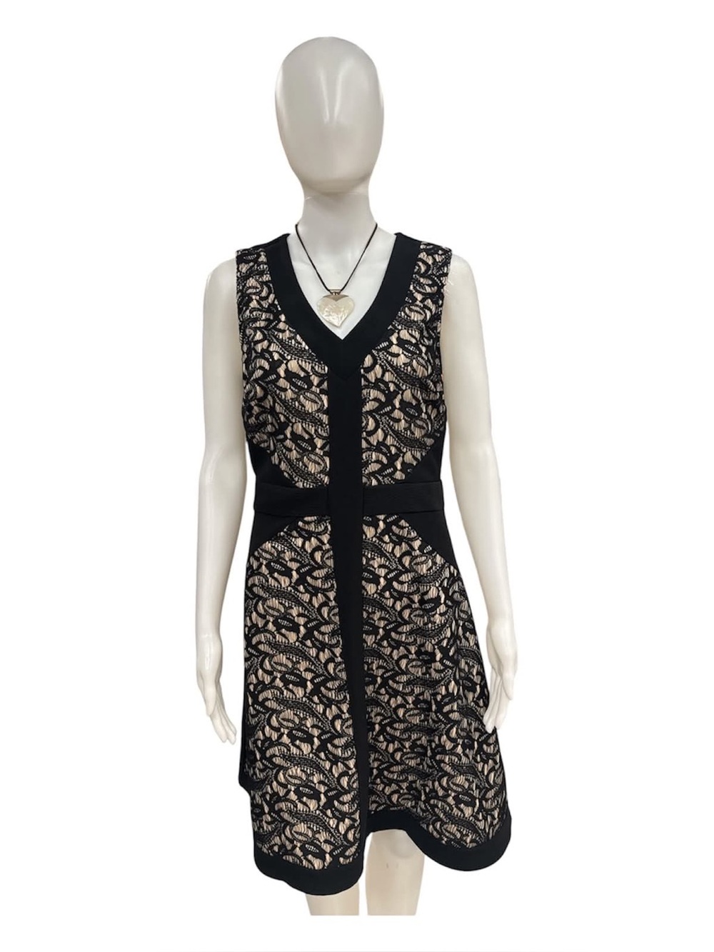 Ricki's Black Lace Midi Dress with Nude Lining Size M